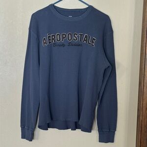 Aeropostale Men's Blue Crewneck Thermal Long Sleeve Shirt